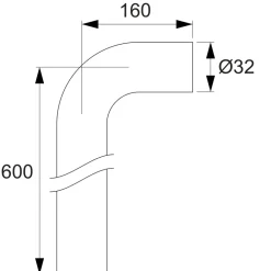 ABS-rör Purus 90° Ø32x160x600