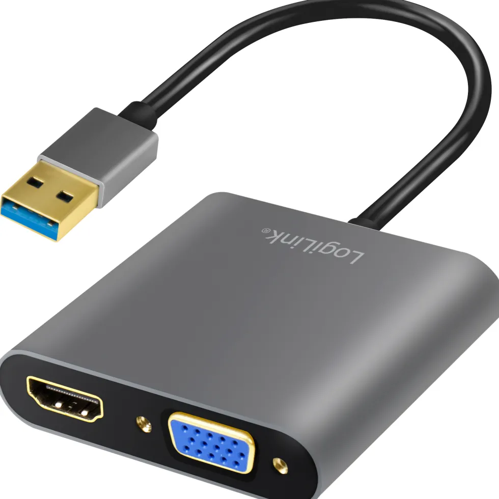 Adapter LogiLink USB-A 3.0 till HDMI-Hona + VGA-Hona