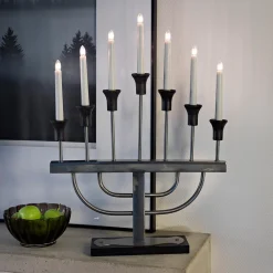 Adventsljusstake Gnosjö Konstsmide 7L Borstad Metall