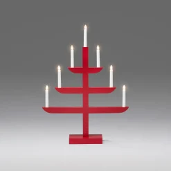 Adventsljusstake Gnosjö Konstsmide 7L på Fot H65Röd