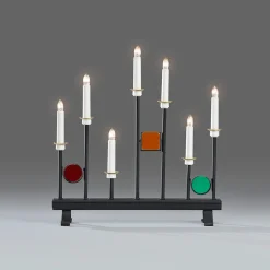 Adventsljusstake Gnosjö Konstsmide 7L med Färgade DekorationerGrön/Röd