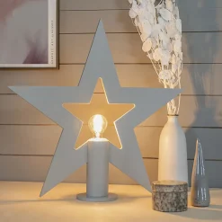 Adventsstjärna Gnosjö Konstsmide Stående Trä E27Grå