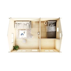 Attefallshus Luoman Lillevilla 100C-4 22,04 m² med Sadeltak & Loft i Trä