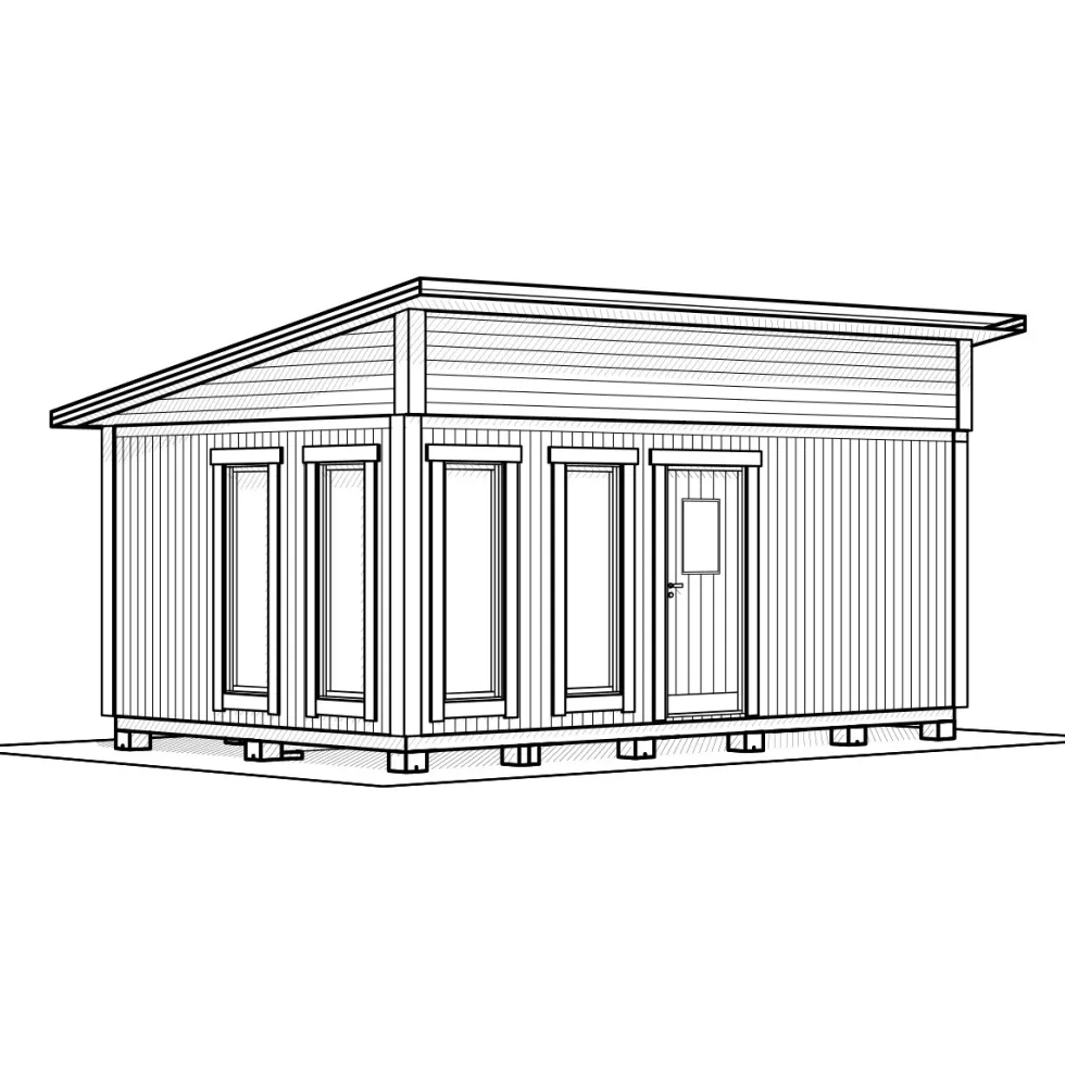 Attefallshus Vibostugan Njuta Funkis 25-4 24,3 m² Trähus