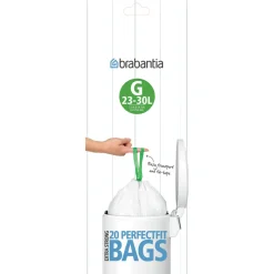 Avfallspåsar Brabantia 23-30L Vit Plastpåse med Knytband
