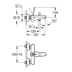 Badkarsblandare Grohe Eurodisc Joy 23431Krom