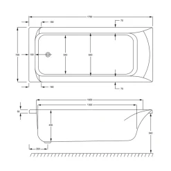 Badkar Strømberg Delta 1800x800 mm