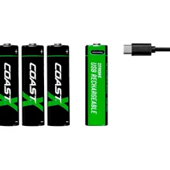 Batteri Coast Uppladdningsbara AA 1,5V 2400 mAh 4-pack inkl Laddningskabel