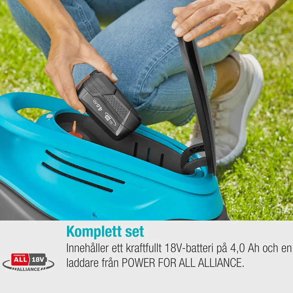 Batterigräsklippare Gardena PowerMax 30/18V P4A med Batteri och Laddare