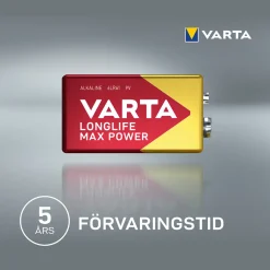 Batteri VARTA Alkaliska Longlife Max Power 9V 1-Pack