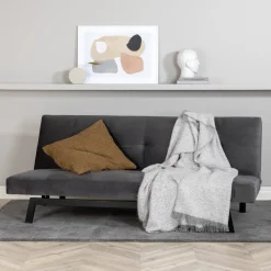 Bäddsoffa Venture Home Bodil Grå Sammet 2-sitssoffa 180x80x55 cm 1 Sovplats