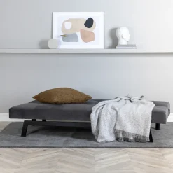 Bäddsoffa Venture Home Bodil Grå Sammet 2-sitssoffa 180x80x55 cm 1 Sovplats