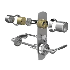 Beslagspaket NorDanASSA cylinderpaket D12, mattkrom, 3 nycklar