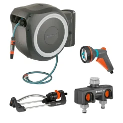 Bevattningspaket Gardena Slangbox XL 35 m Vit Med Vattenspridare & Sprinklerpistol
