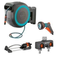 Bevattningspaket Gardena Slangbox L 25 m Turkos Med Vattenspridare & Sprinklerpistol
