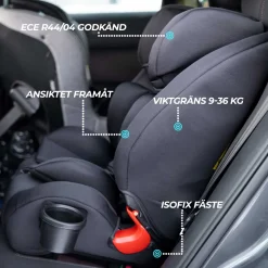 Bilbarnstol Kikid ISOFIX 9-36 kg Black Edition