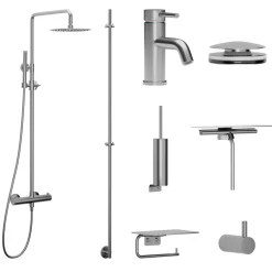 Blandarpaket Scandtap Steel Pleasure 2 med Handdukstork och Accessoarer