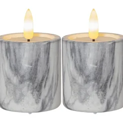 Blockljus Star Trading Flamme Cement Votive Marble 2 st