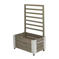Blomlåda PLUS Cubic med Spalje Gråbrun 87x50x130 cm