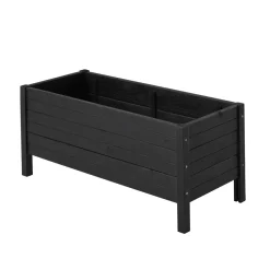 Blomlåda PLUS Trä Odlingslåda På Ben, Svart, 88×39 cm, Ute & Inomhus
