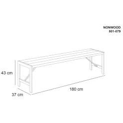 Bänk Hortus Nonwood Antracit H-Modell 180 cm Galvaniserad Ram