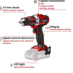 Borrskruvdragare Einhell TE-CD 18/40 Li-Solo