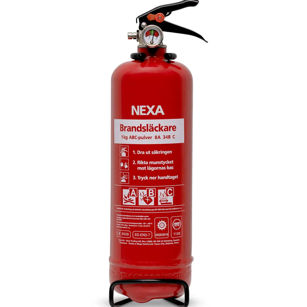 Brandsläckare Nexa 1kg Pulversläckare Röd