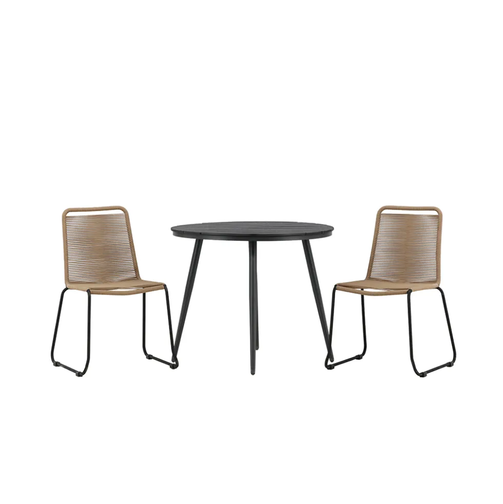 Cafégrupp Venture Home Break Ø90 cm med 2 Lindos Trädgårdsstolar Utomhus