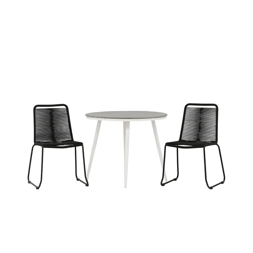 Cafégrupp Venture Home Break Ø90 cm med 2 Lindos Trädgårdsstolar Utomhus