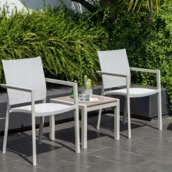 Caféset LifestyleGarden Urbanite sidobord 50 + 2 carverstolar