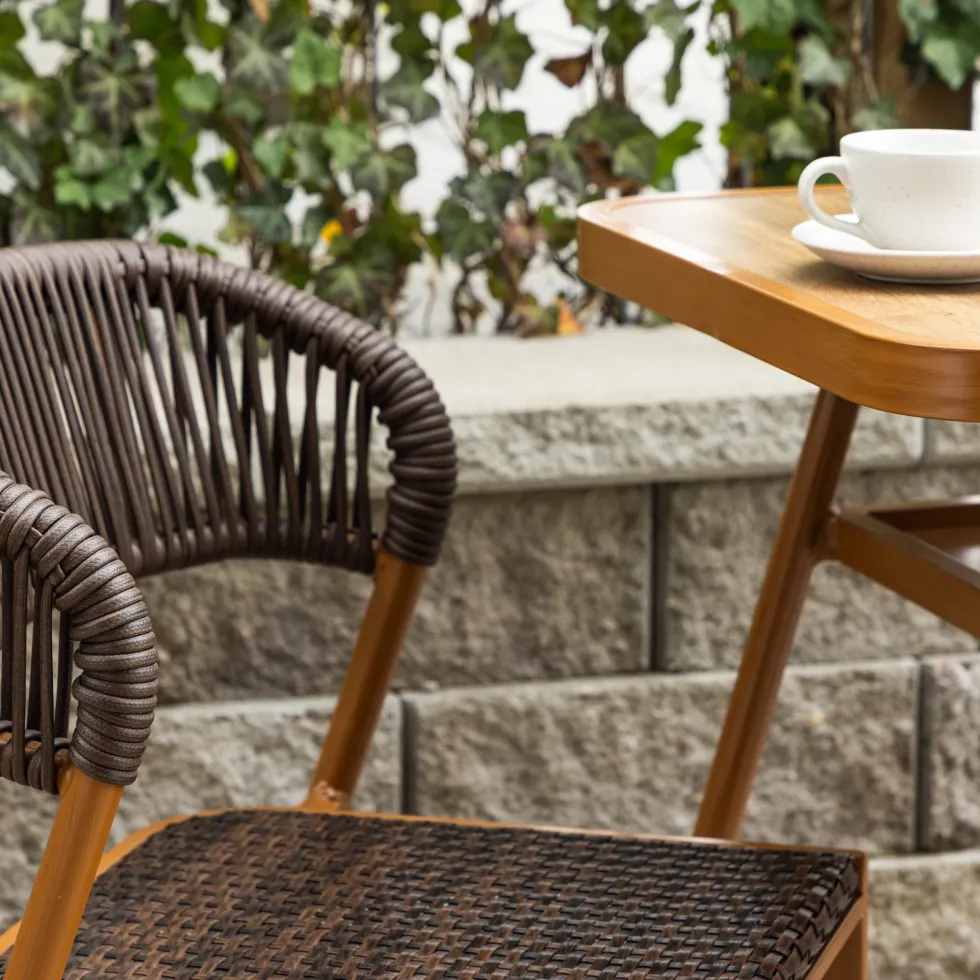 Caféset Venture Home Amadora Trädgårdsgrupp i Brun Aluminium