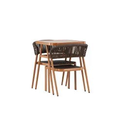 Caféset Venture Home Amadora Trädgårdsgrupp i Brun Aluminium