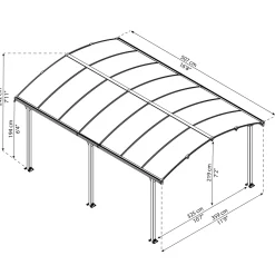 Carport gop Arcadia 18 m2 Grey