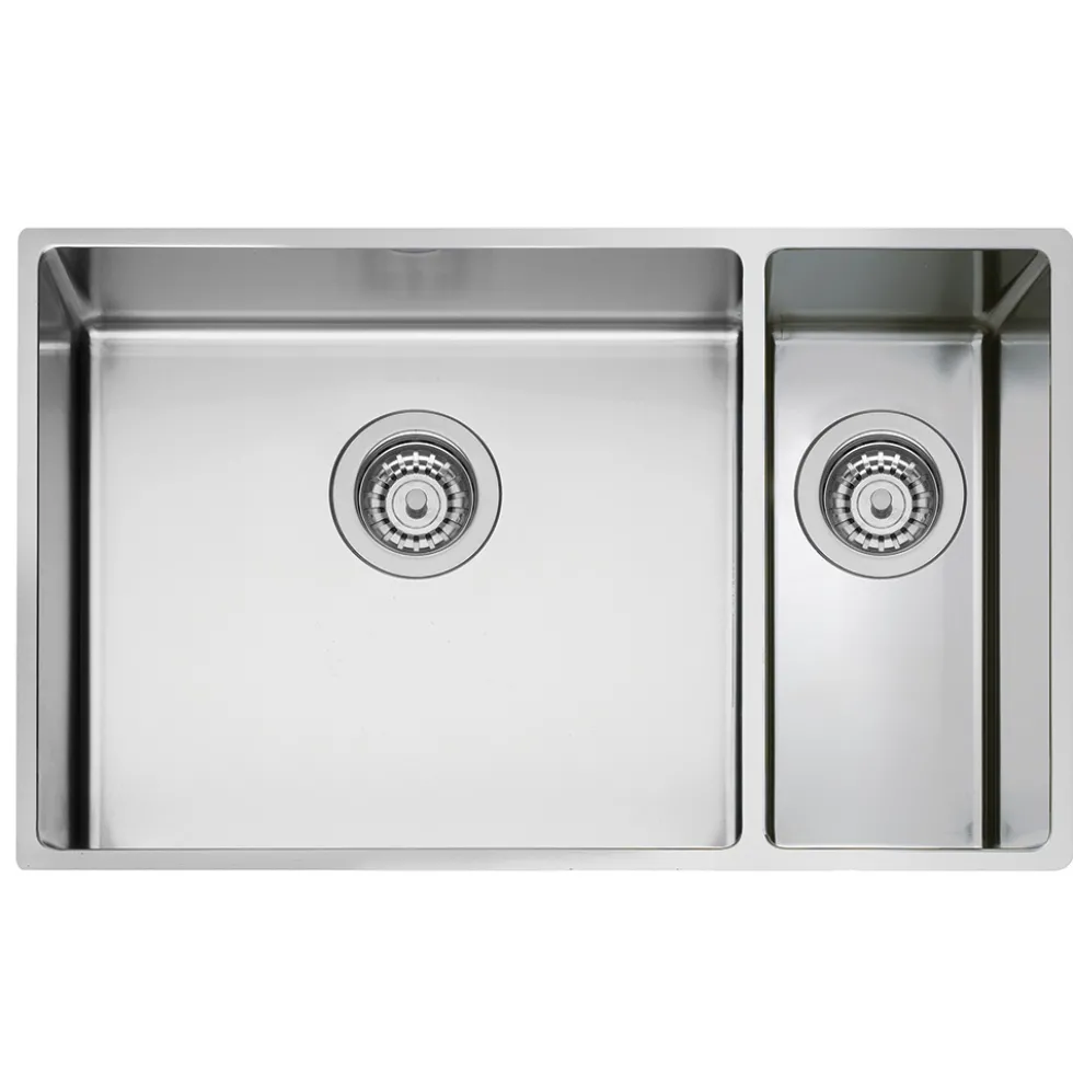Diskho DecoSteel XV 5018 Rostfri Dubbel med Korgventil & Vattenlås