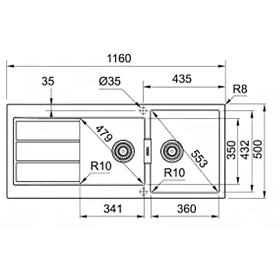 Diskho Franke Sirius S2D 621-116 - Stöttåligt & Värmemtåligt Material