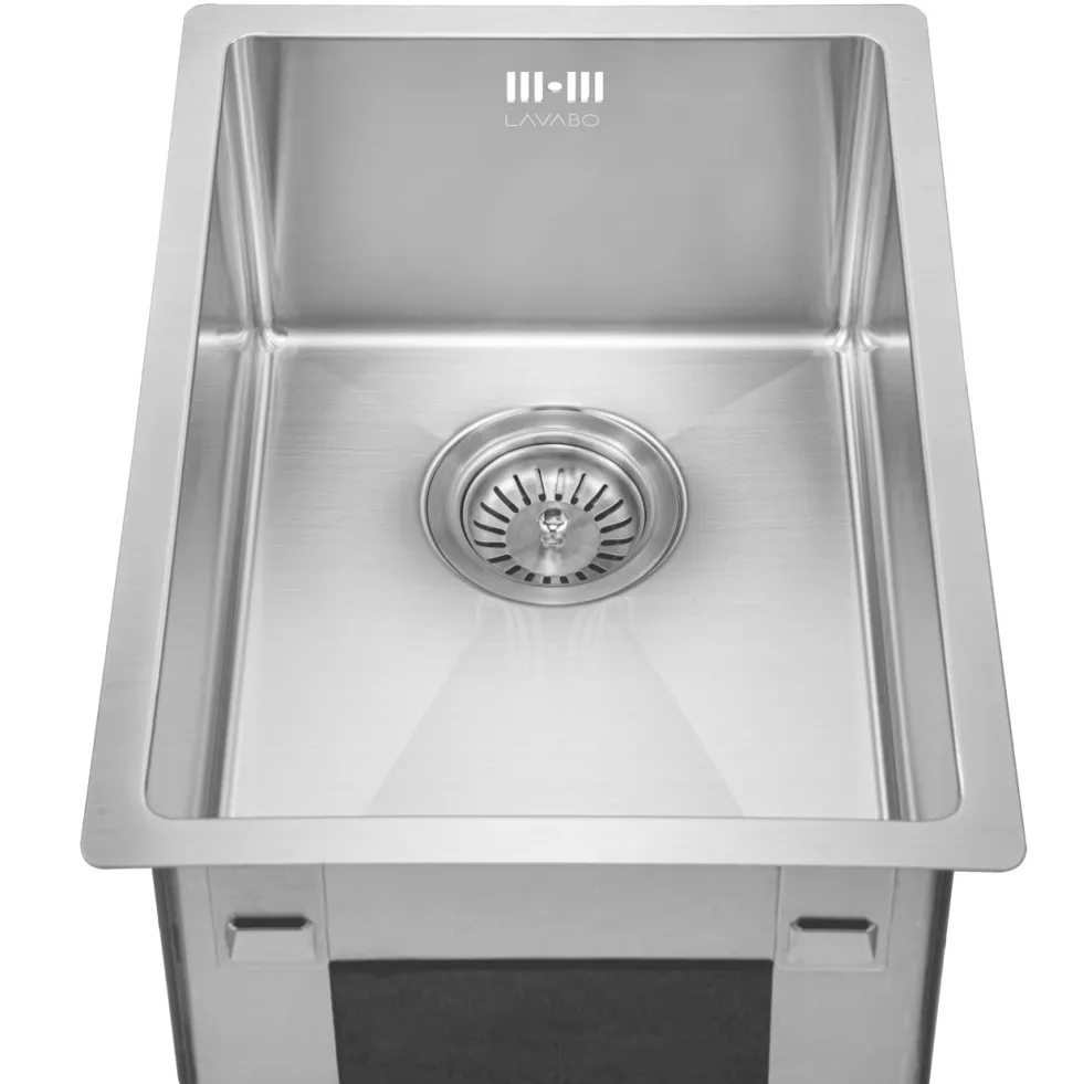Diskho Lavabo Kubus 282 Soft Rostfri Enkel med Bottenventil & Vattenlås