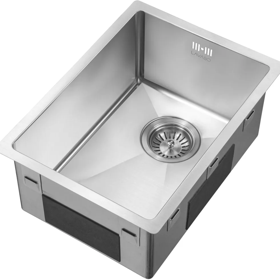 Diskho Lavabo Kubus 282 Soft Rostfri Enkel med Bottenventil & Vattenlås
