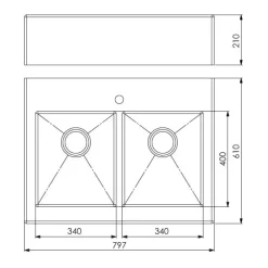 Diskho Nordic Tech Radius Solid 800 Rostfri Stål Diskho Kök 80cm