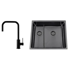 Disklåda Nordic Tech Titan 53 KHX Nickel med Köksblandare Steel Accent Square D