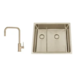 Disklåda Nordic Tech Titan 53 KHX Nickel med Köksblandare Steel Accent Square D
