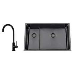 Disklåda Nordic Tech Titan 73 KHX Nickel med Köksblandare Steel Equip Shadow