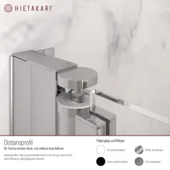 Distansprofil Hietakari för Duschvägg Forma Vändbar/Vikbar Anodiserad Blank