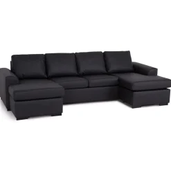 Dubbeldivansoffa Scandinavian Choice Porto Bonded LeatherSvart