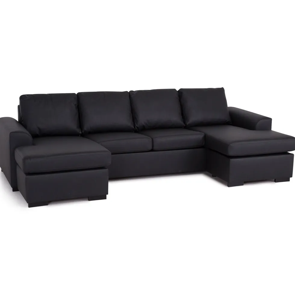 Dubbeldivansoffa Scandinavian Choice Porto Bonded LeatherSvart