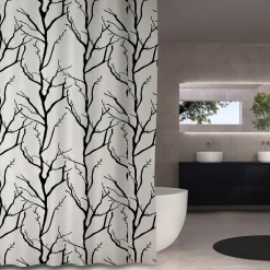 Duschdraperi Debel TreeVit/Svart, Storlek: 180x230 cm