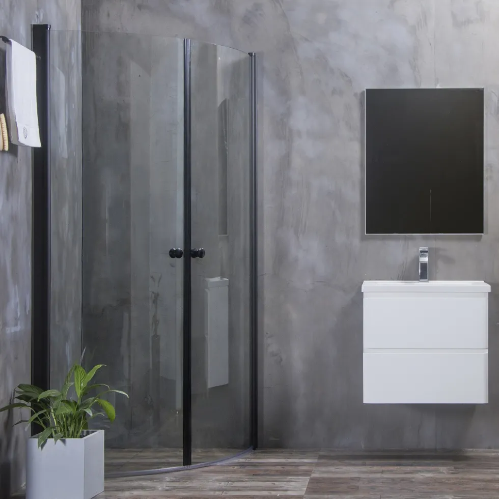 Duschhörna Bathlife Mångsidig Rund Dörr 45° Svart