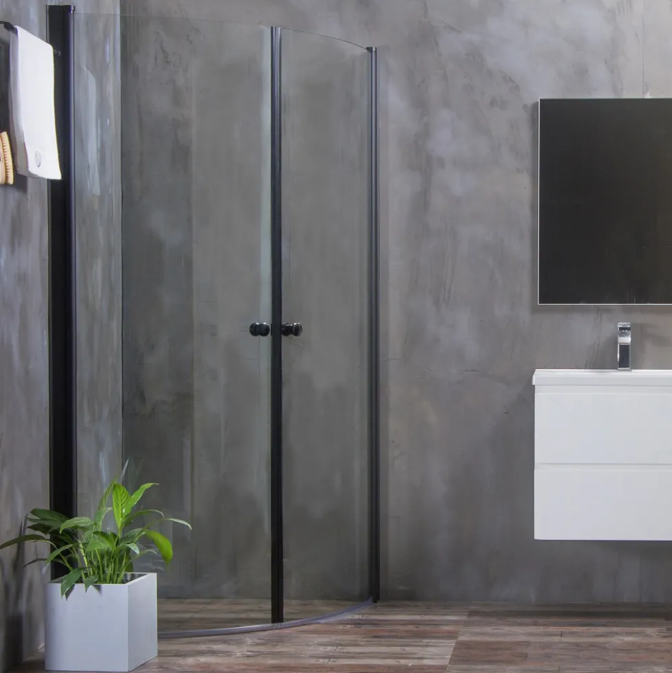 Duschhörna Bathlife Mångsidig Rund Dörr 45° Svart