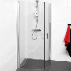 Duschhörna Combac Cirkel900x900 mm, Matt aluminium, Klarglas