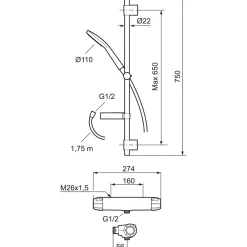 Duschset FM Mattsson 9000E med Duschblandare