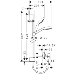 Duschset Hansgrohe Croma Select E Vario KombipaketHöjd 669 mm